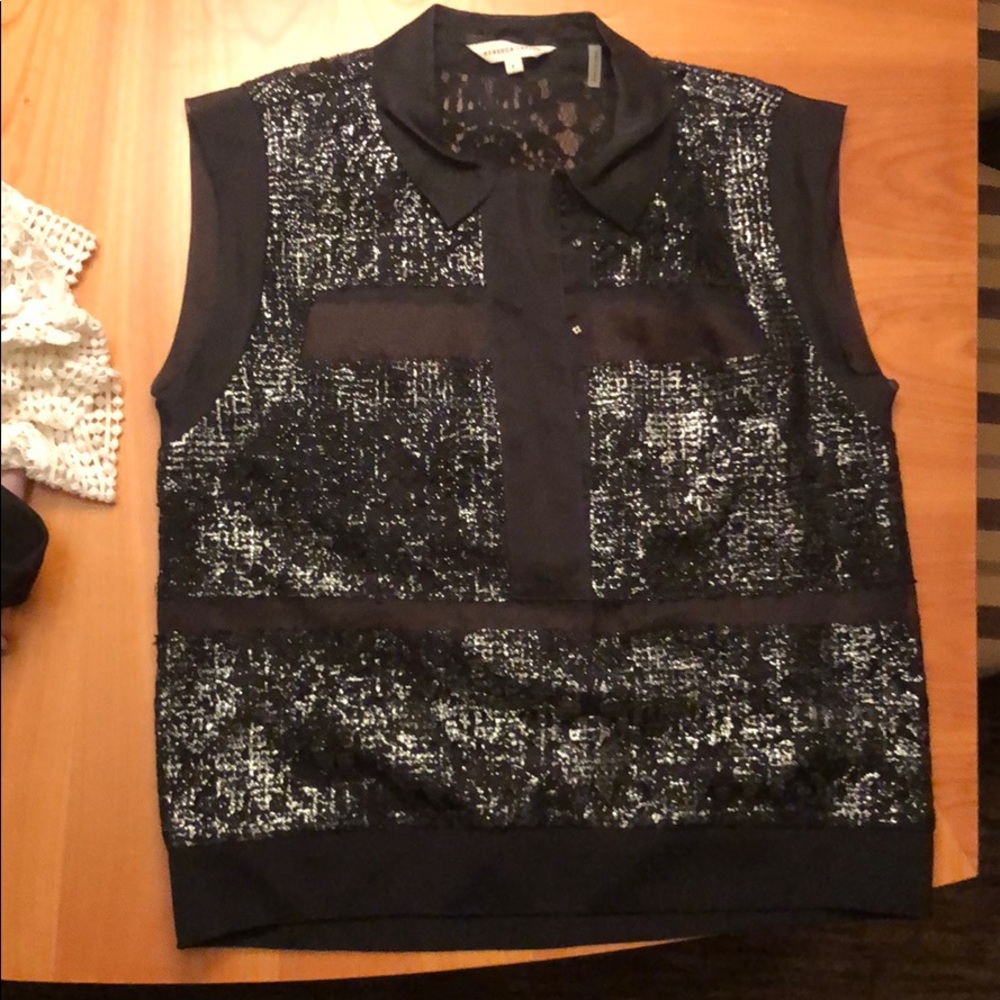 rebecca taylor foil lace silk blouse